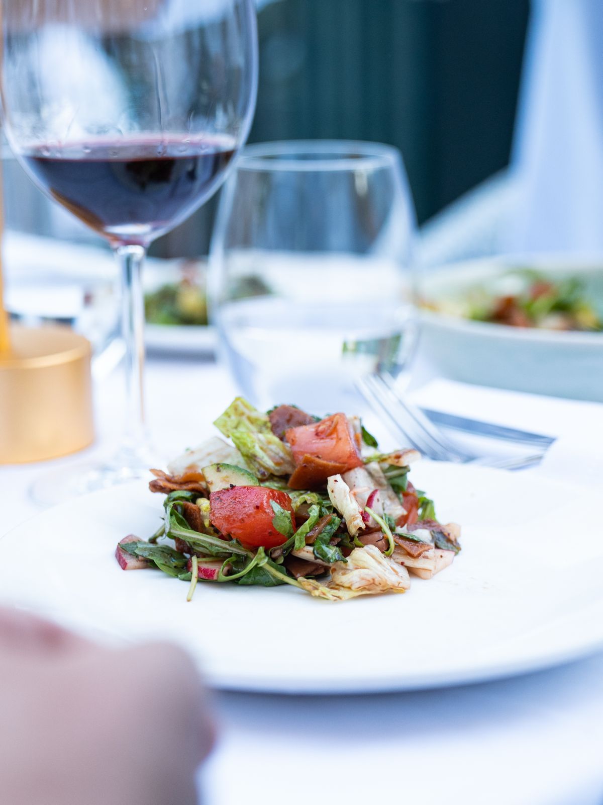 Detalle de plato libanés con guarnición
